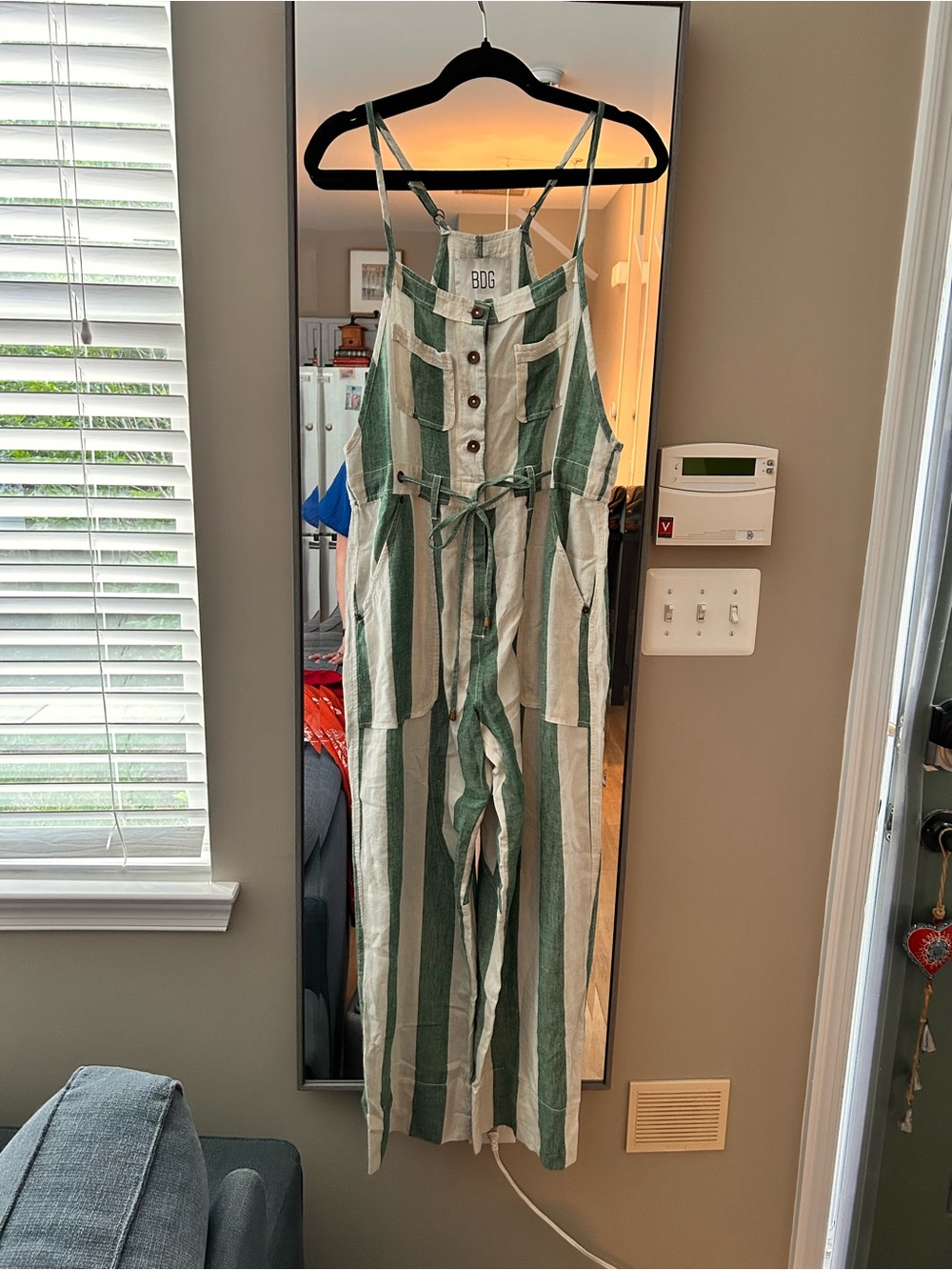 BDG Urban Outfitters Green & White Striped Utility Jumpsuit Med/Med - Picture 8 of 8